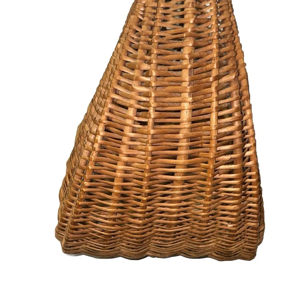 Vintage Handmade Round Half Moon Wicker Basket Antique Egg Gathering 15